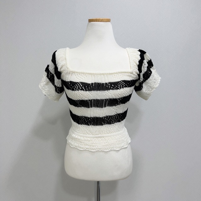 Summer hollow tops square collar sweater