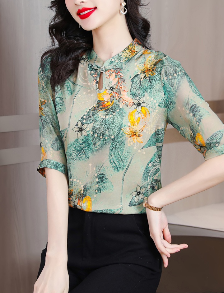 Real silk silk small shirt Chinese style tops for women