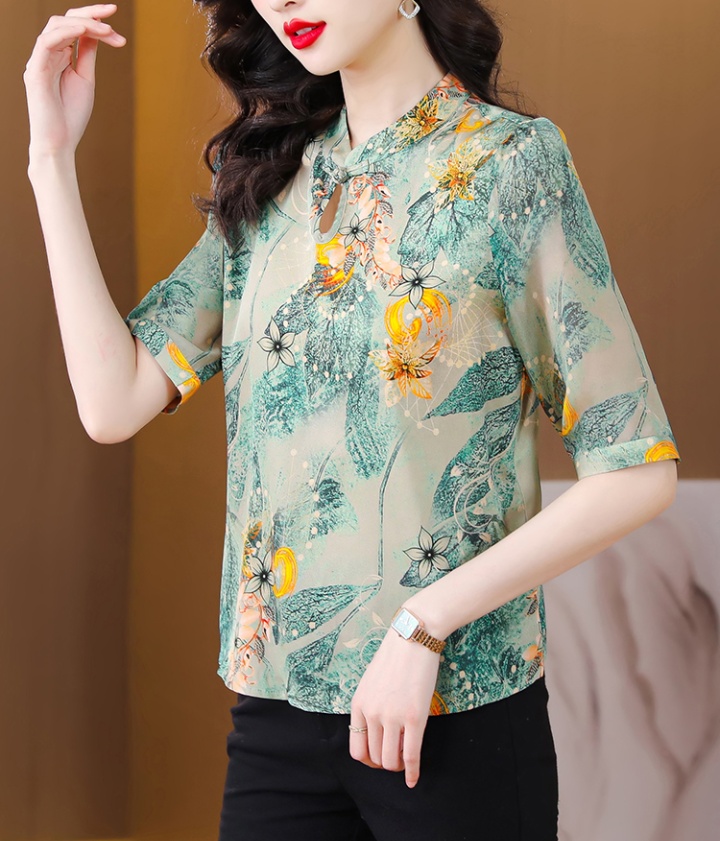 Real silk silk small shirt Chinese style tops for women