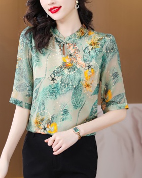 Real silk silk small shirt Chinese style tops for women