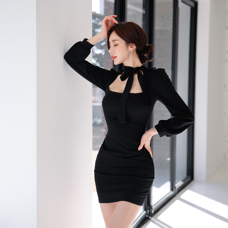 Elegant slim temperament frenum Korean style dress