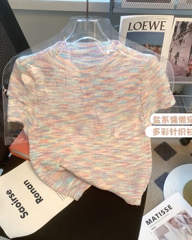 Stripe puff sleeve sweater Korean style tender tops