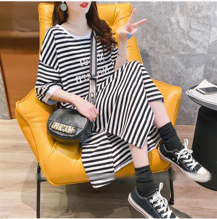 Korean style stripe T-shirt summer dress for women