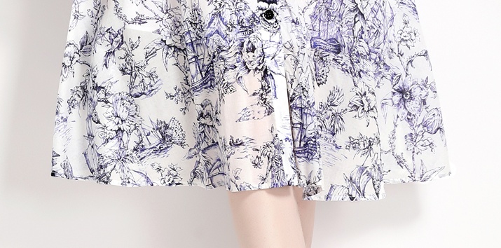 Pinched waist with belt dress printing commuting shirt