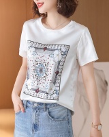 Satin summer splice T-shirt short sleeve refinement tops
