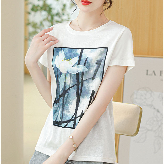 Refinement exquisite tops splice T-shirt for women