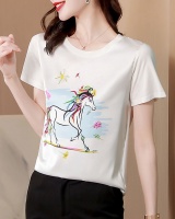Splice refinement satin tops exquisite summer T-shirt
