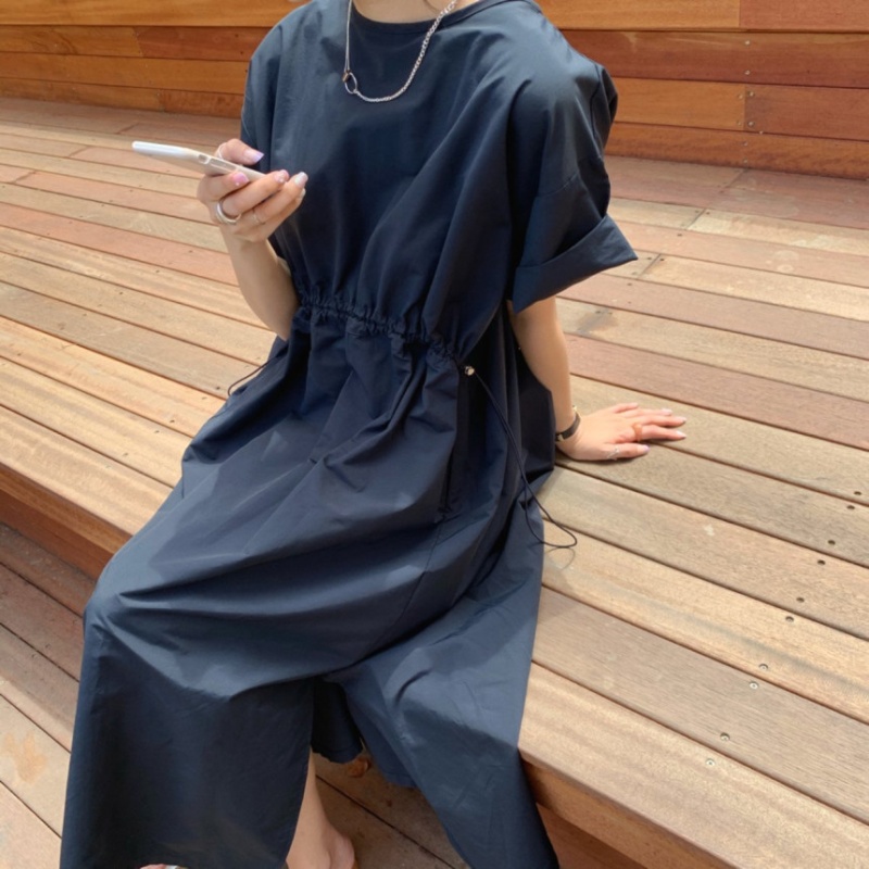 Loose summer Korean style pinched waist halter dress