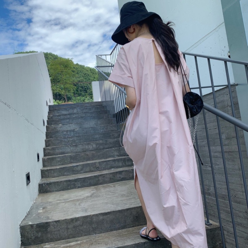 Loose summer Korean style pinched waist halter dress