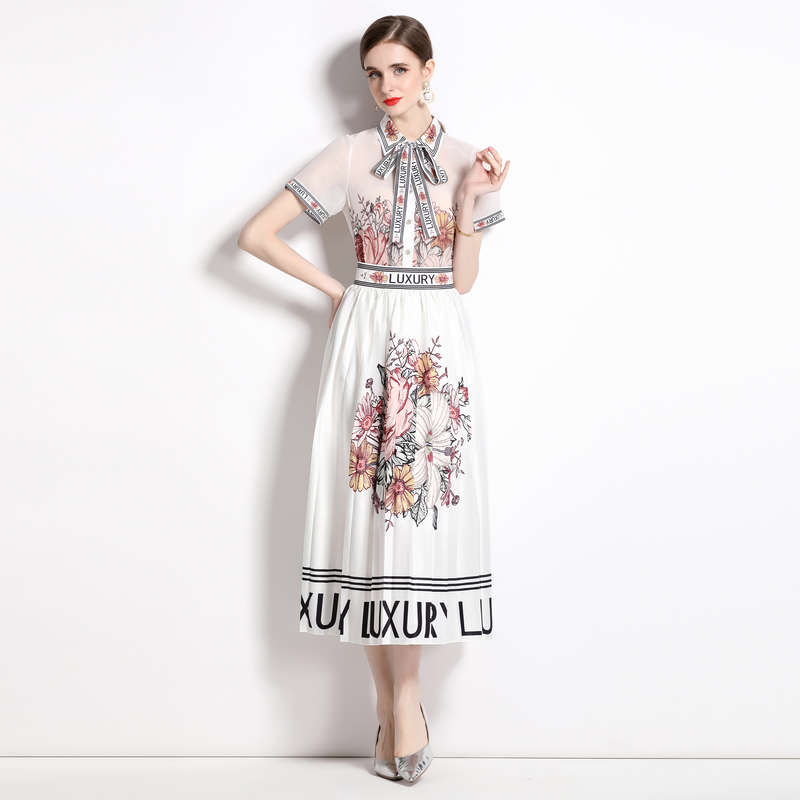 Spring and summer printing skirt fashion shirt a set