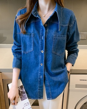 Loose denim shirt retro coat for women