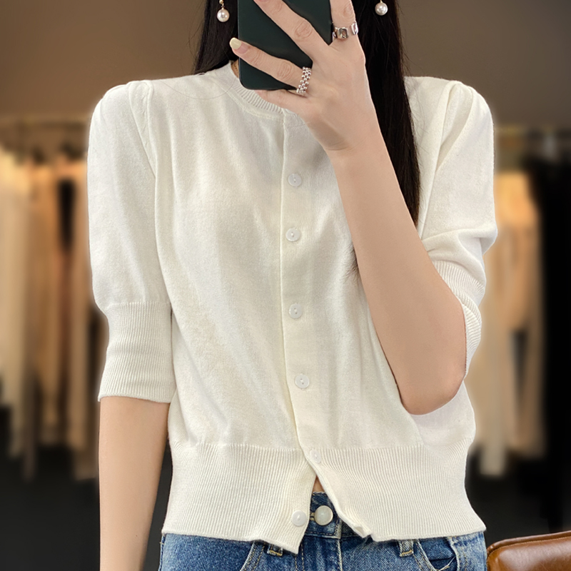 Short short sleeve bottoming shirt pure thin tops for women