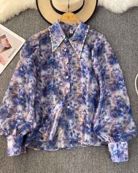 Sweet France style tops beading unique shirt