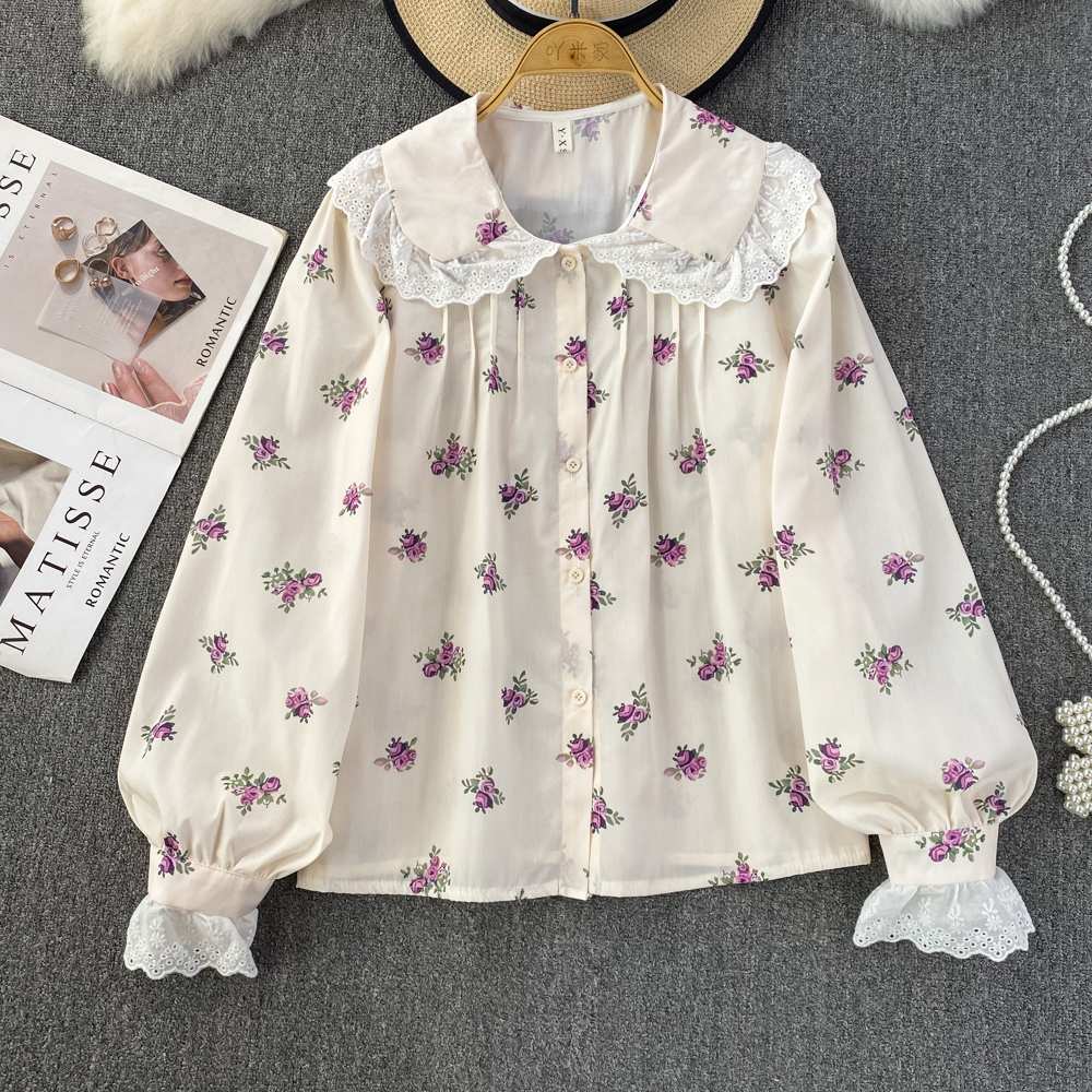 Doll collar spring and autumn tops loose shirt