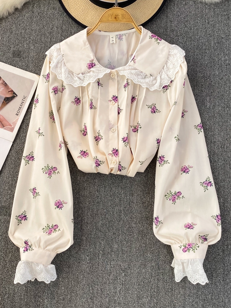 Doll collar spring and autumn tops loose shirt