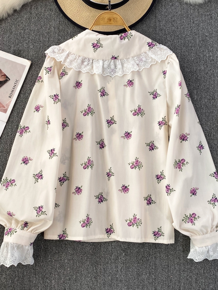 Doll collar spring and autumn tops loose shirt