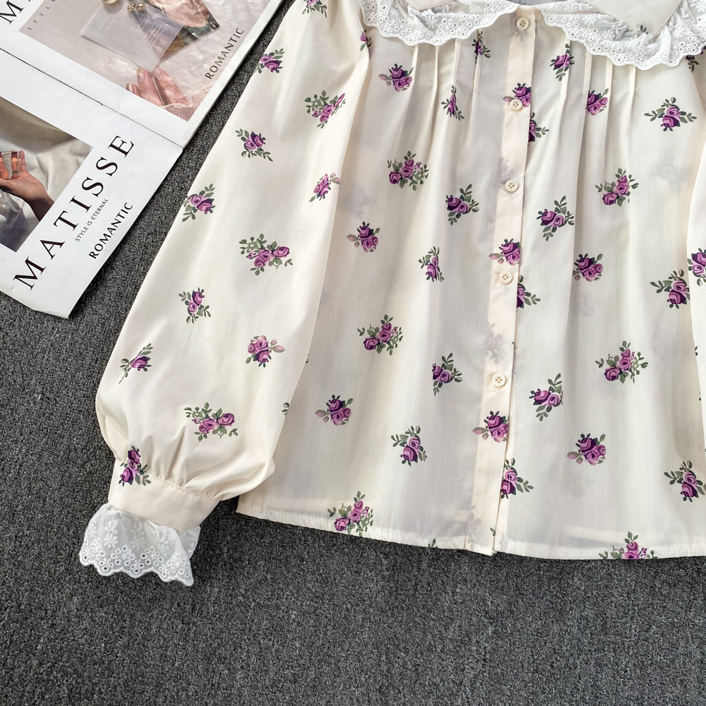 Doll collar spring and autumn tops loose shirt