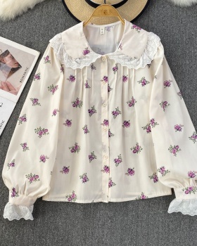 Doll collar spring and autumn tops loose shirt