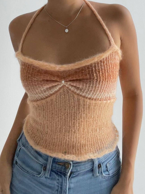 Sling summer halter sexy European style knitted vest