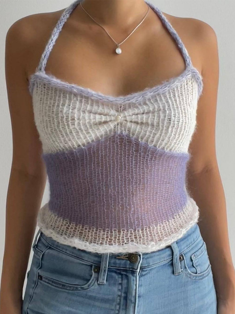 Sling summer halter sexy European style knitted vest