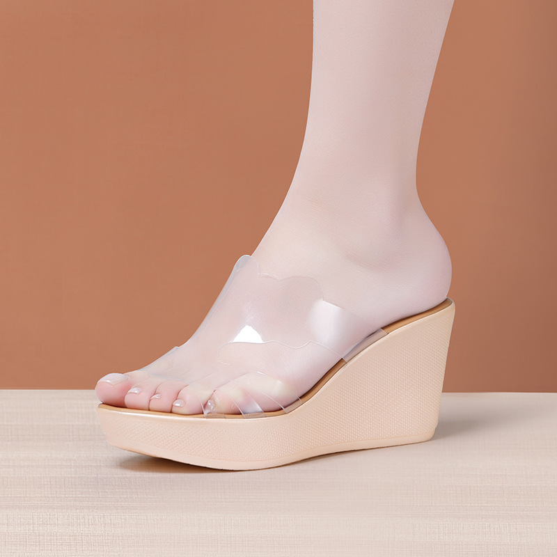 Wears outside slippers transparent platform for women