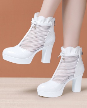Thick summer boots genuine leather platform for women