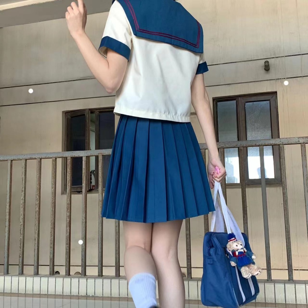 Pleated skirt uniform 2pcs set for women