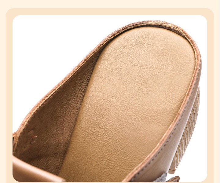 Genuine leather retro thick slippers for women