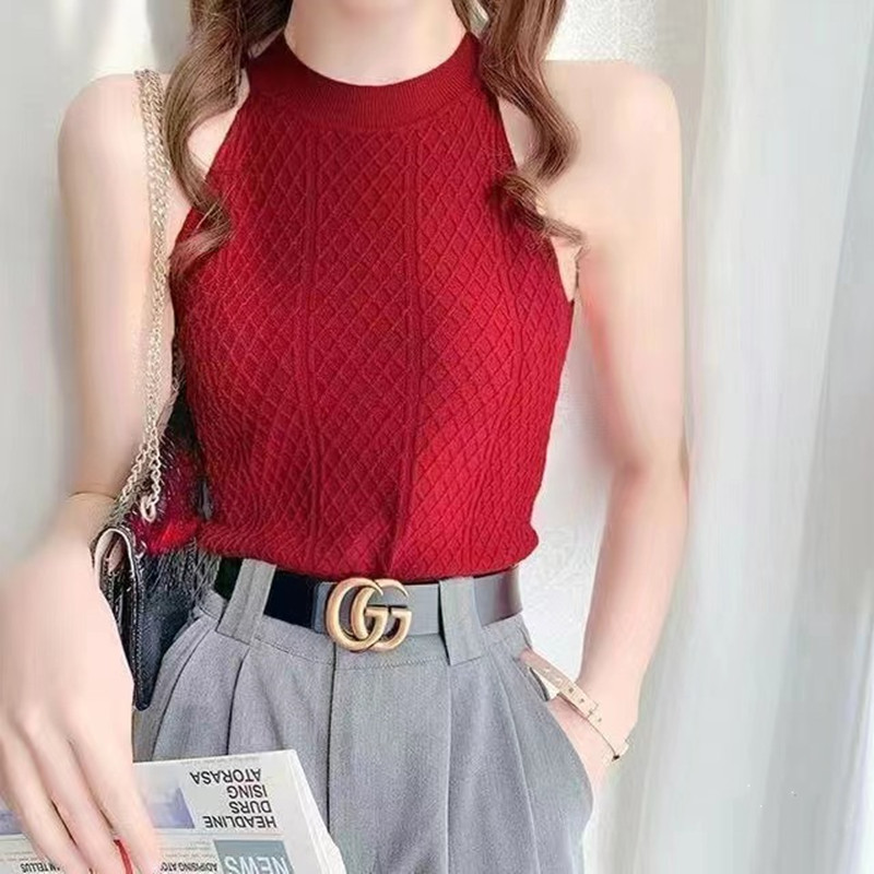 Slim knitted Korean style halter vest for women
