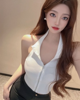 Bottoming knitted sexy vest zip tight summer tops for women