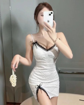 Modal slit jumpsuit splice sexy night dress