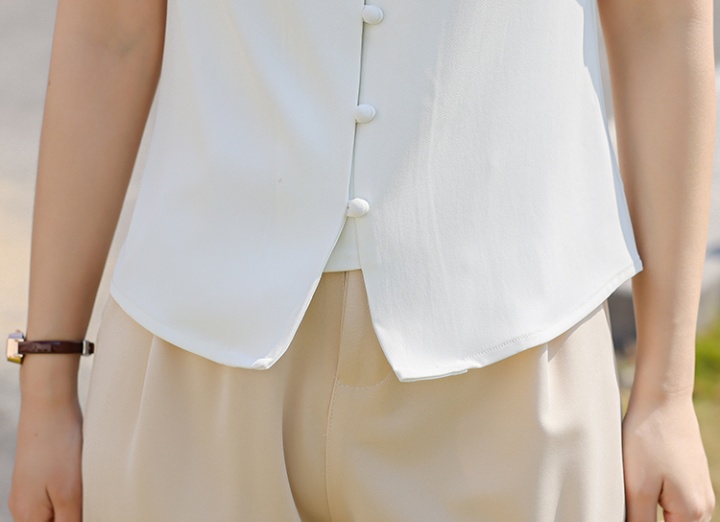 Satin short sleeve tops profession chiffon shirt for women