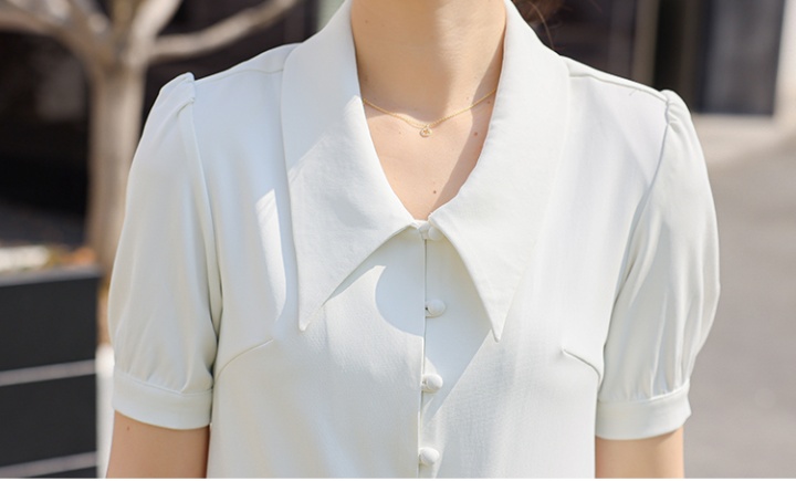 Satin short sleeve tops profession chiffon shirt for women