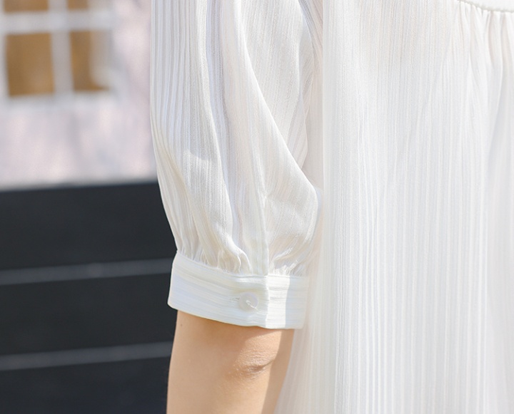 White unique summer shirt drape slim tops for women