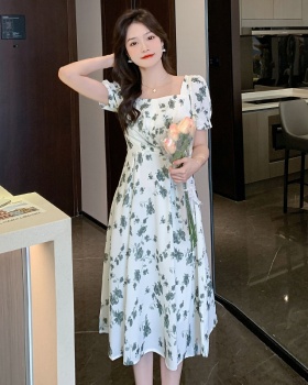 Slim floral long dress France style tender dress for women