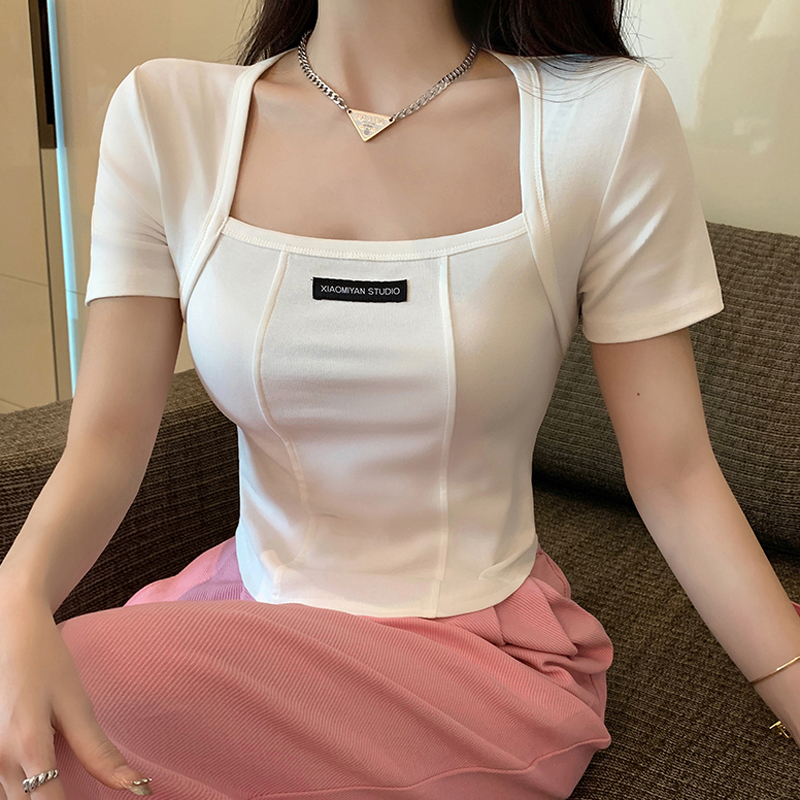 Square collar clavicle bottoming shirt for women