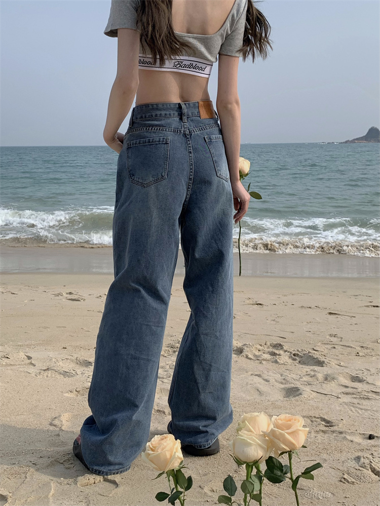 Loose washed summer retro straight jeans