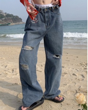 Loose washed summer retro straight jeans