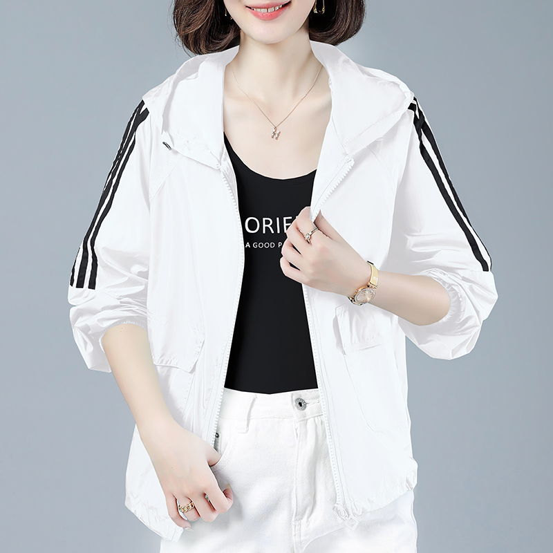 Casual breathable hooded thin sun shirt for women