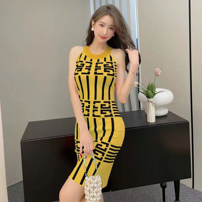 Package hip mixed colors elasticity stripe dress