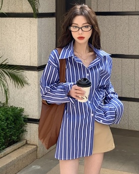 Korean style stripe short sleeve long sleeve shirt