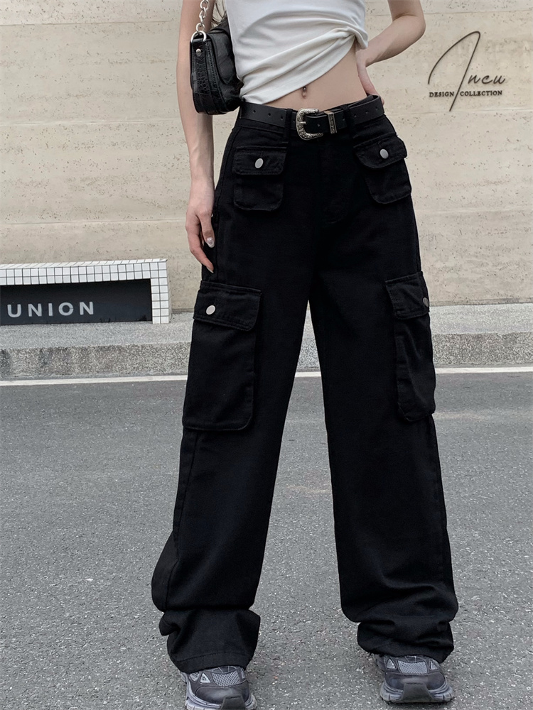 Straight pants Casual pocket summer spicegirl work clothing