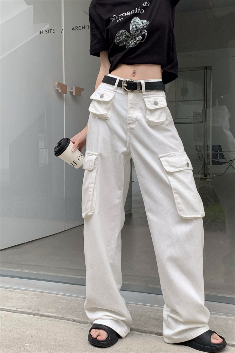 Straight pants Casual pocket summer spicegirl work clothing