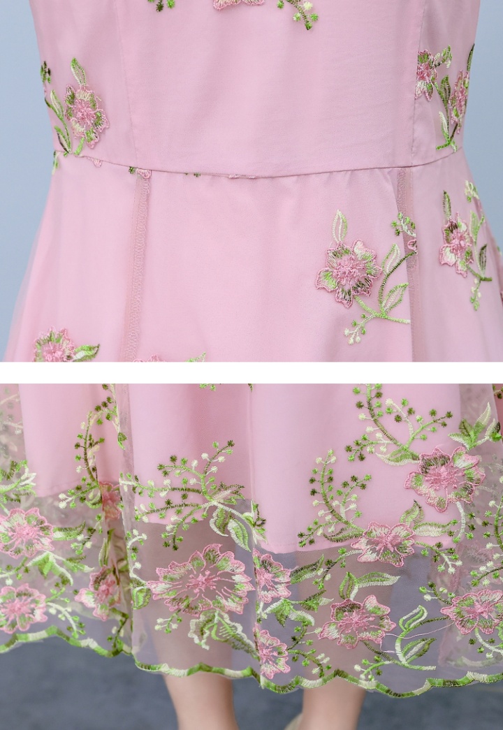 Long embroidery slim spring and summer dress