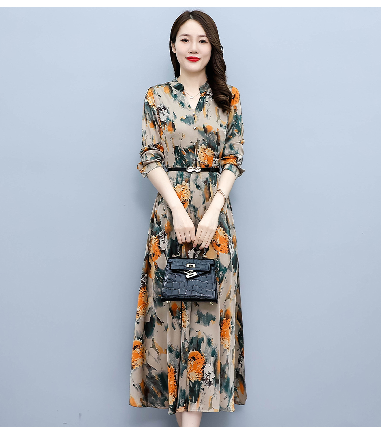 Printing spring dress slim fashion long dress for women