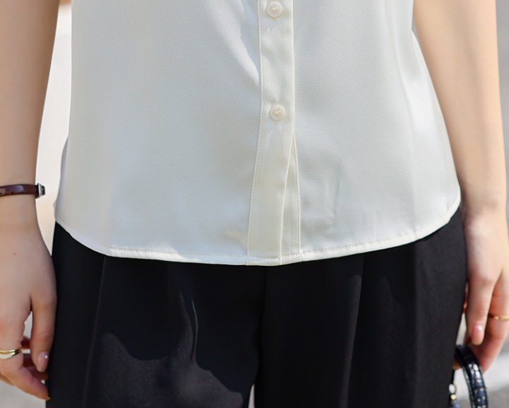 Slim summer tops white chiffon shirt for women