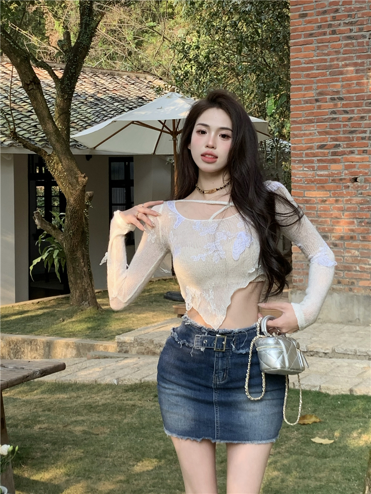 Slim V-neck bottoming shirt butterfly sweater