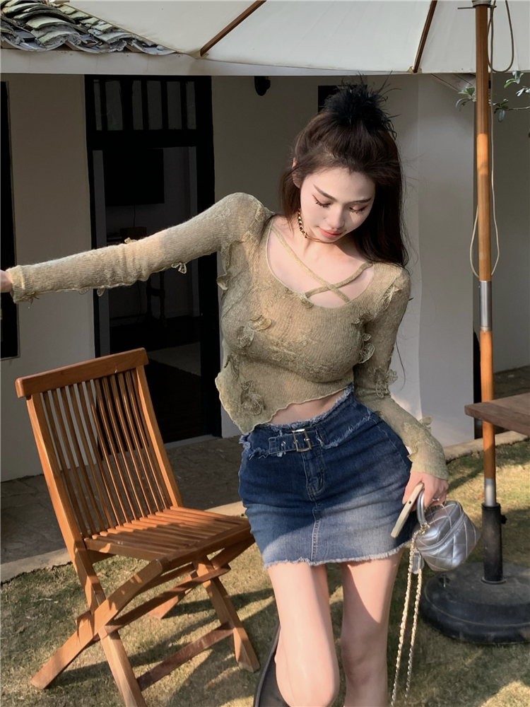 Slim V-neck bottoming shirt butterfly sweater