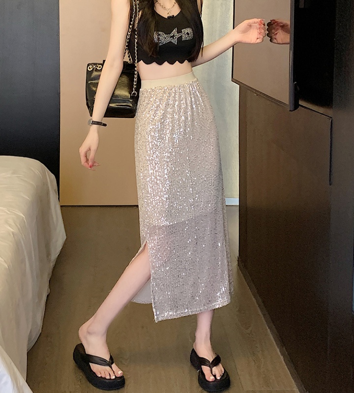 Package hip sequins long dress slim glitter skirt for women