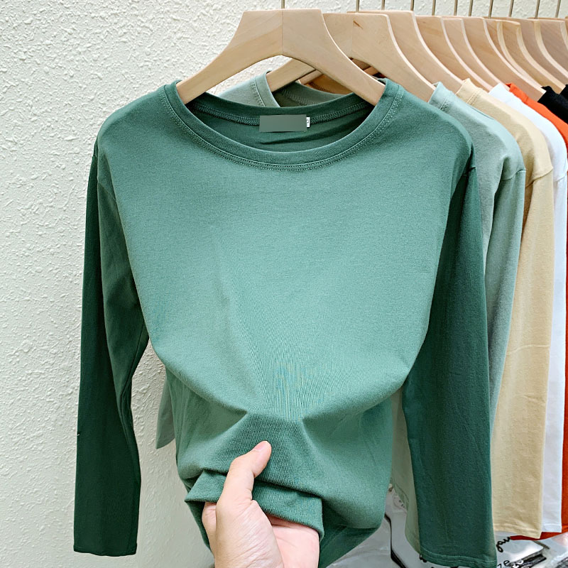 Autumn pure cotton T-shirt slim long sleeve tops for women